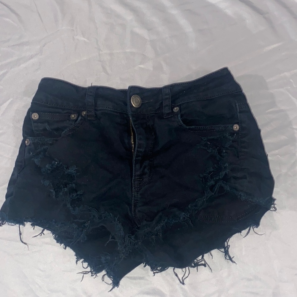American Eagle black jean shorts